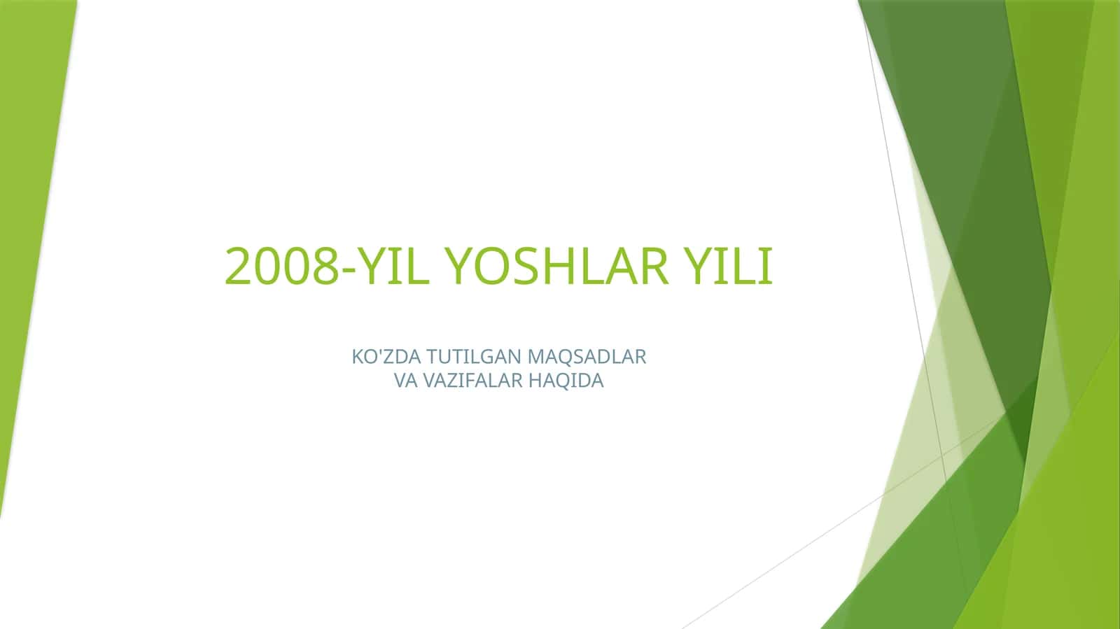 2008-YILYOSHLARYILI KO'ZDATUTILGANMAQSADLARVAVAZIFALARHAQIDA 1