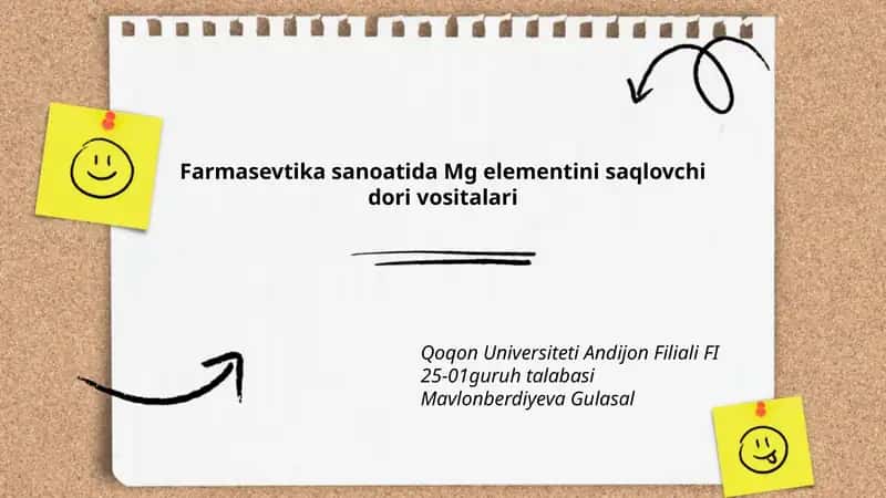 Farmasevtika sanoatida Mg elementini saqlovchi dori vositalari 1