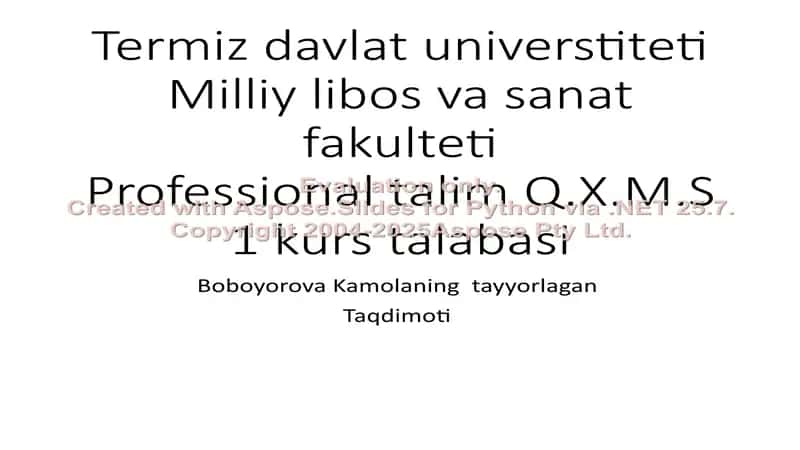 Boboyorova Kamolanning Tayyorlagan Taqdimoti 1