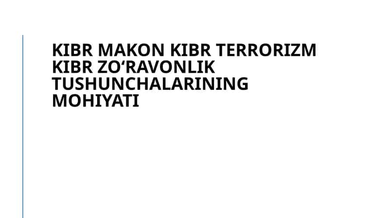 Kibr nazariyasi 1