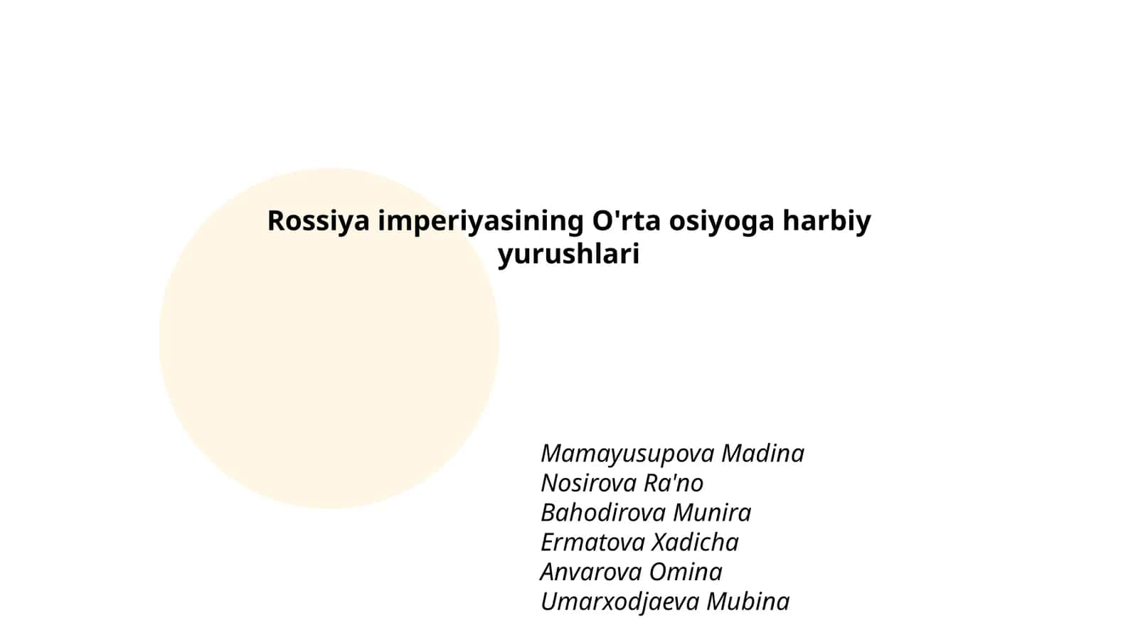 Rossiya imperiyasining O'rta osiyoga harbiy yurushlari 1