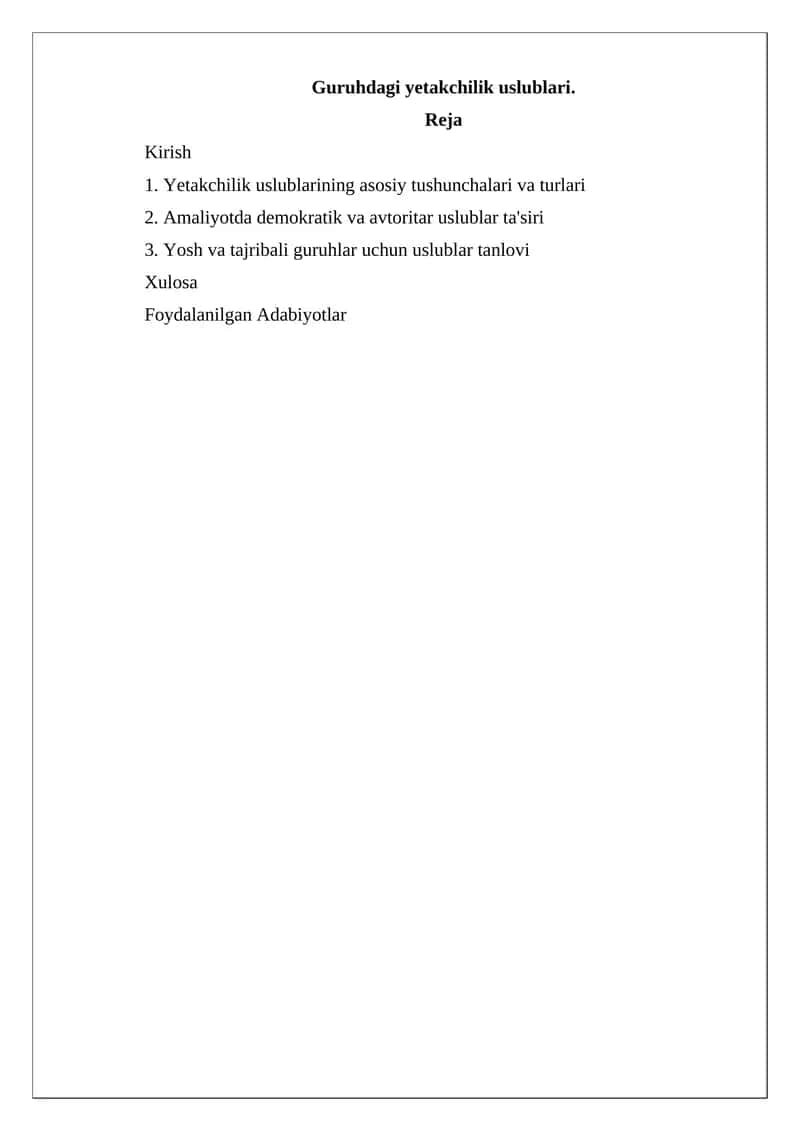 Guruhdagi yetakchilik uslublari 1