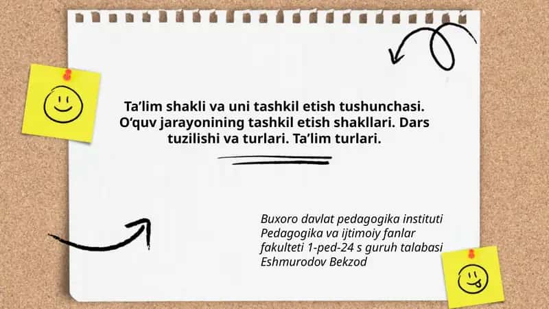 Ta’lim shakli va uni tashkil etish tushunchasi 1