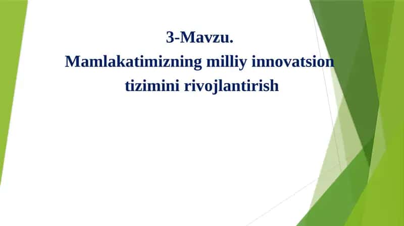 O’zbekiston milliy innovatsion tizimi 1
