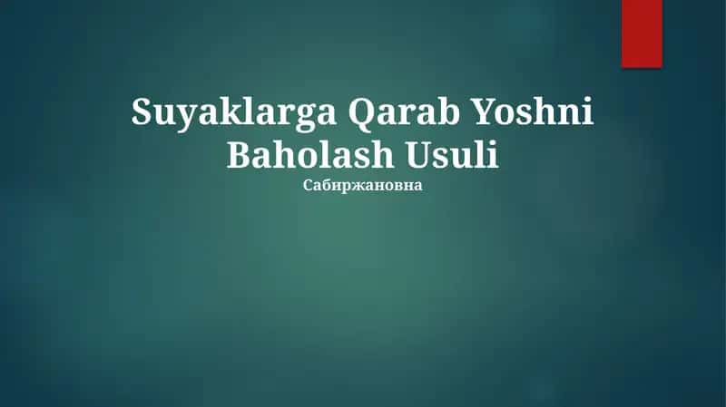 Suyaklarga Qarab Yoshni Baholash Usuli 1