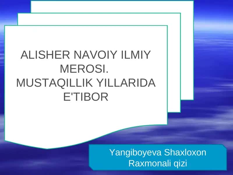 ALISHER NAVOIY ILMIY MEROSI 1