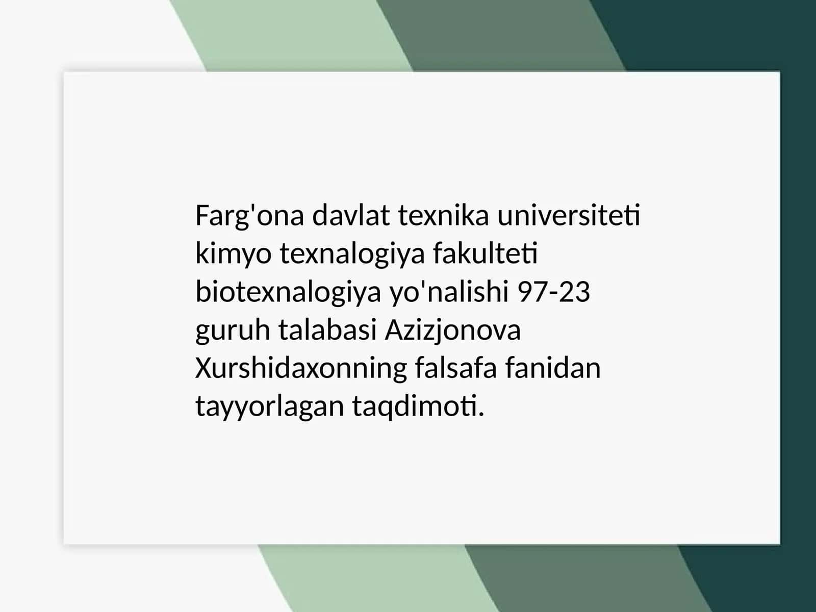 Falsafa fanidan ta'lim 1