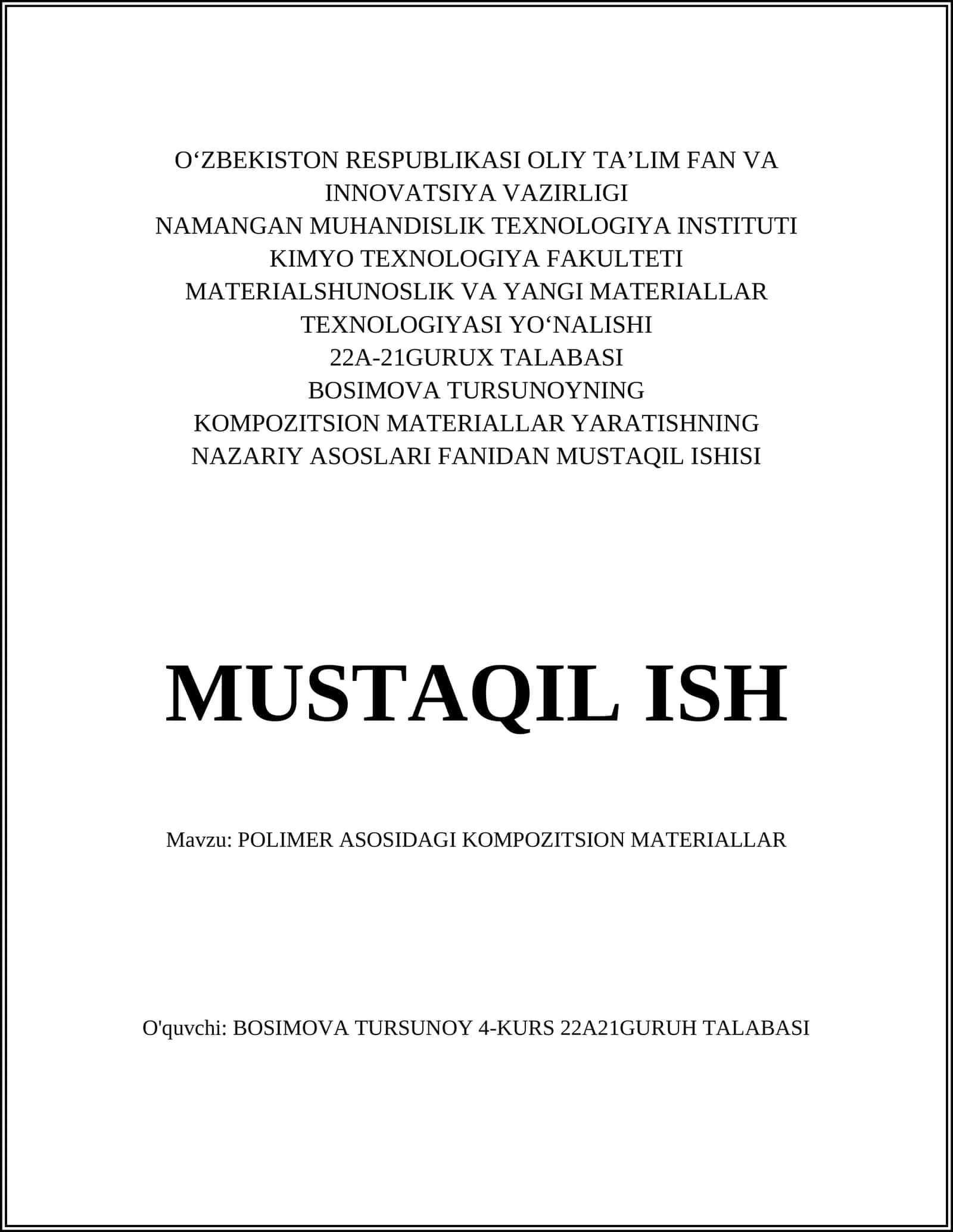 POLIMER ASOSIDAGI KOMPOZITSION MATERIALLAR 1