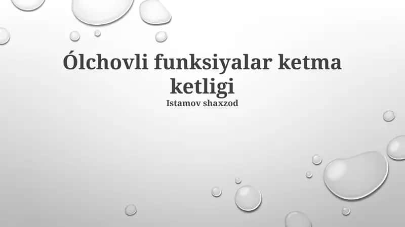 Ólchovli funksiyalar ketma ketligi 1