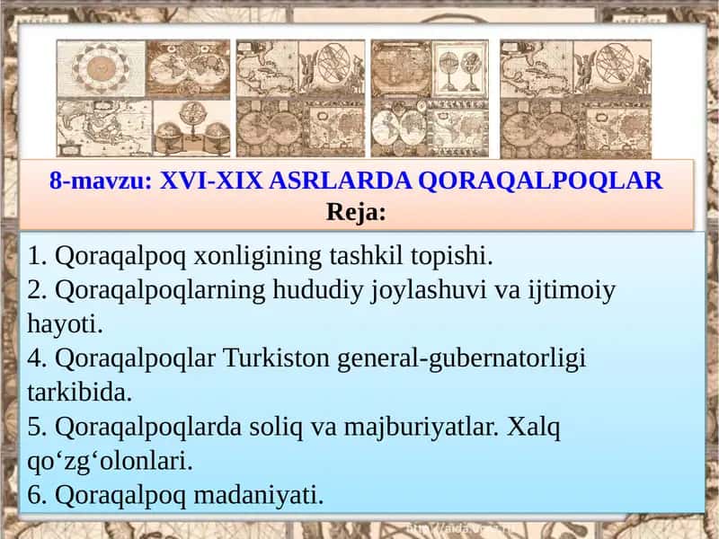 XVI-XIX ASRLARDA QORAQALPOQLAR 1