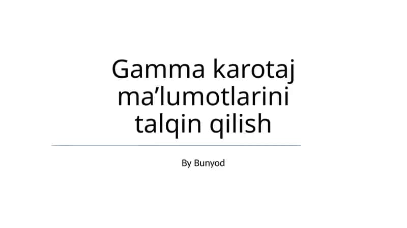 Gamma-nurli Karotaj: Asoslar va Uskunalar 1