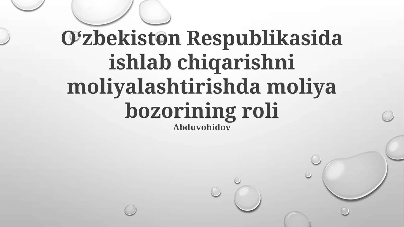 Moliya Bozorining Roli 1