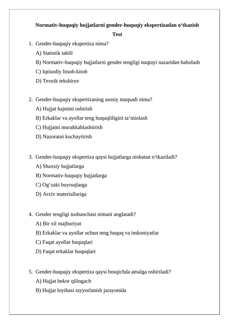Gender-huquqiy ekspertizadan o‘tkazish 1
