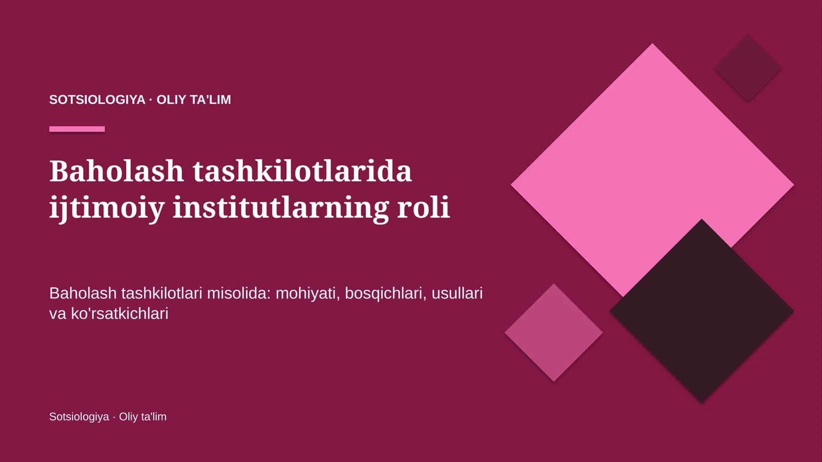 Sotsiologiya · Oliy ta'lim 1