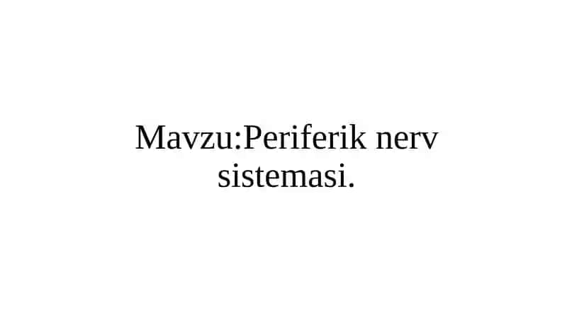 Periferik nerv sistemasi