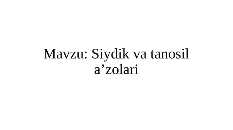 Siydikvatanosila’zolari