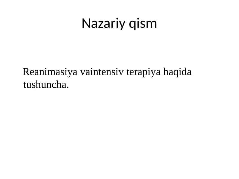 Reanimasiya va intensiv terapiya 1