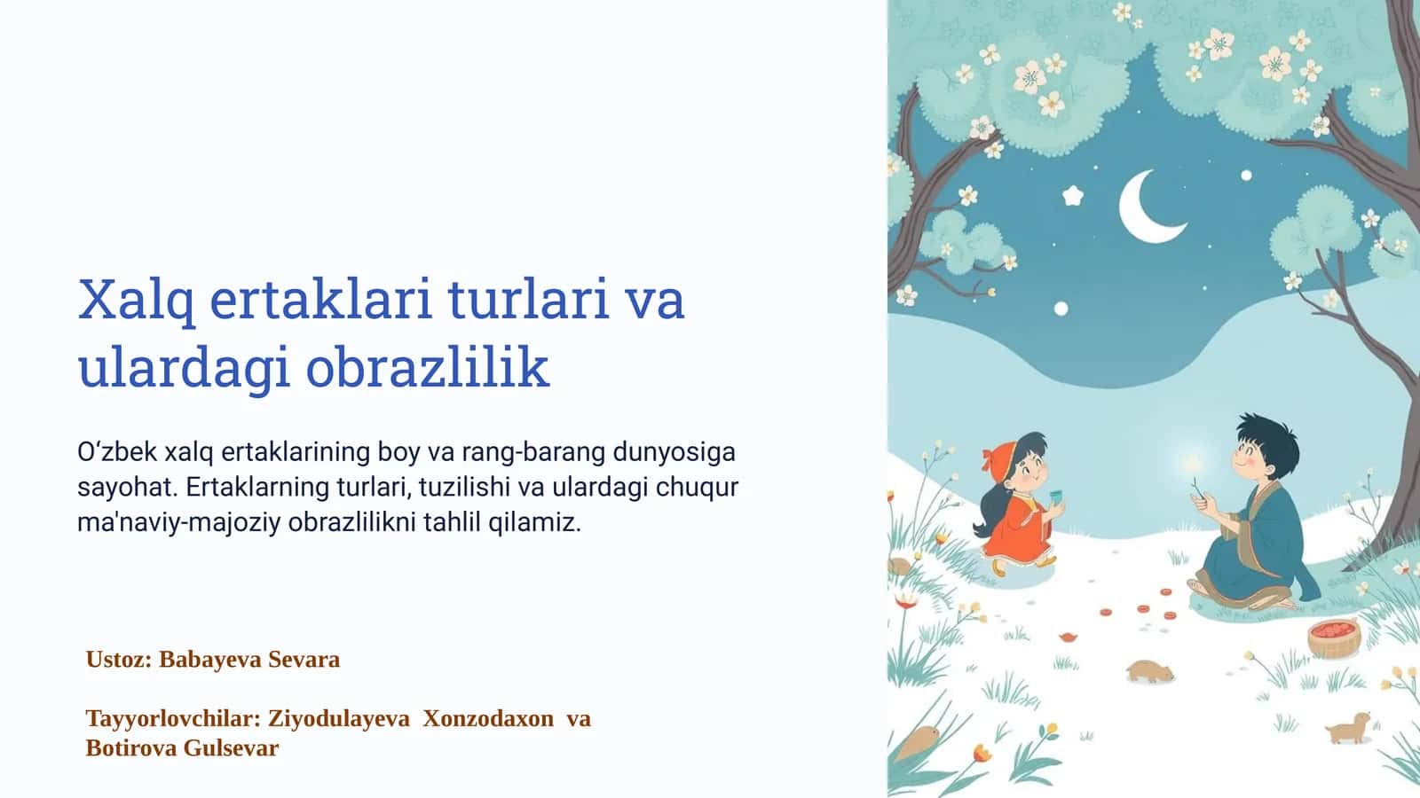 Xalq ertaklarini turlari va ulardagi obrazlik 1