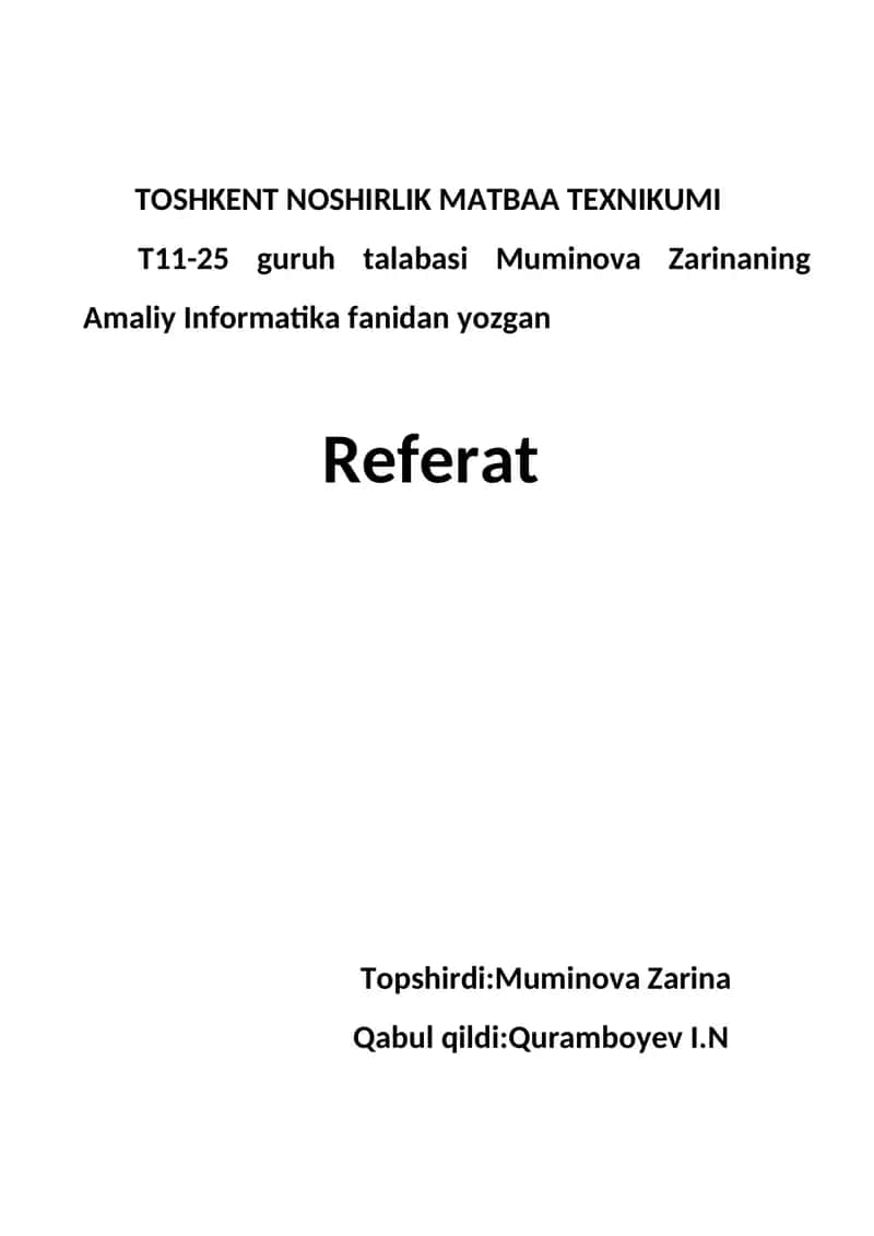 Amaliy Informatika Referati 1