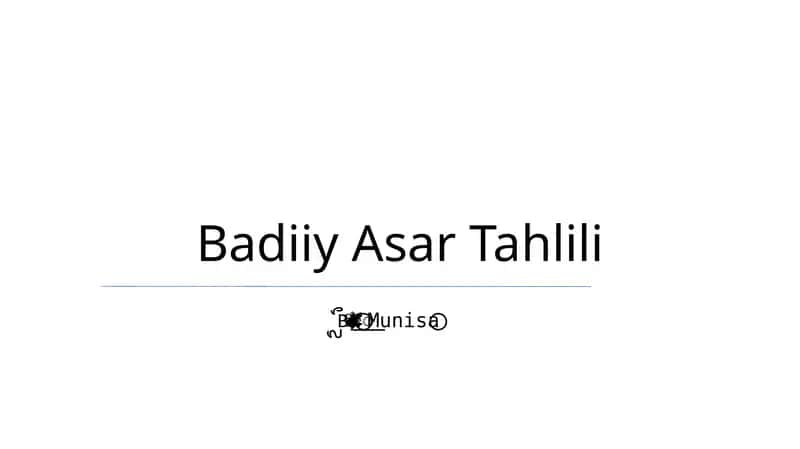 Badiiy Asar Tahlili 1
