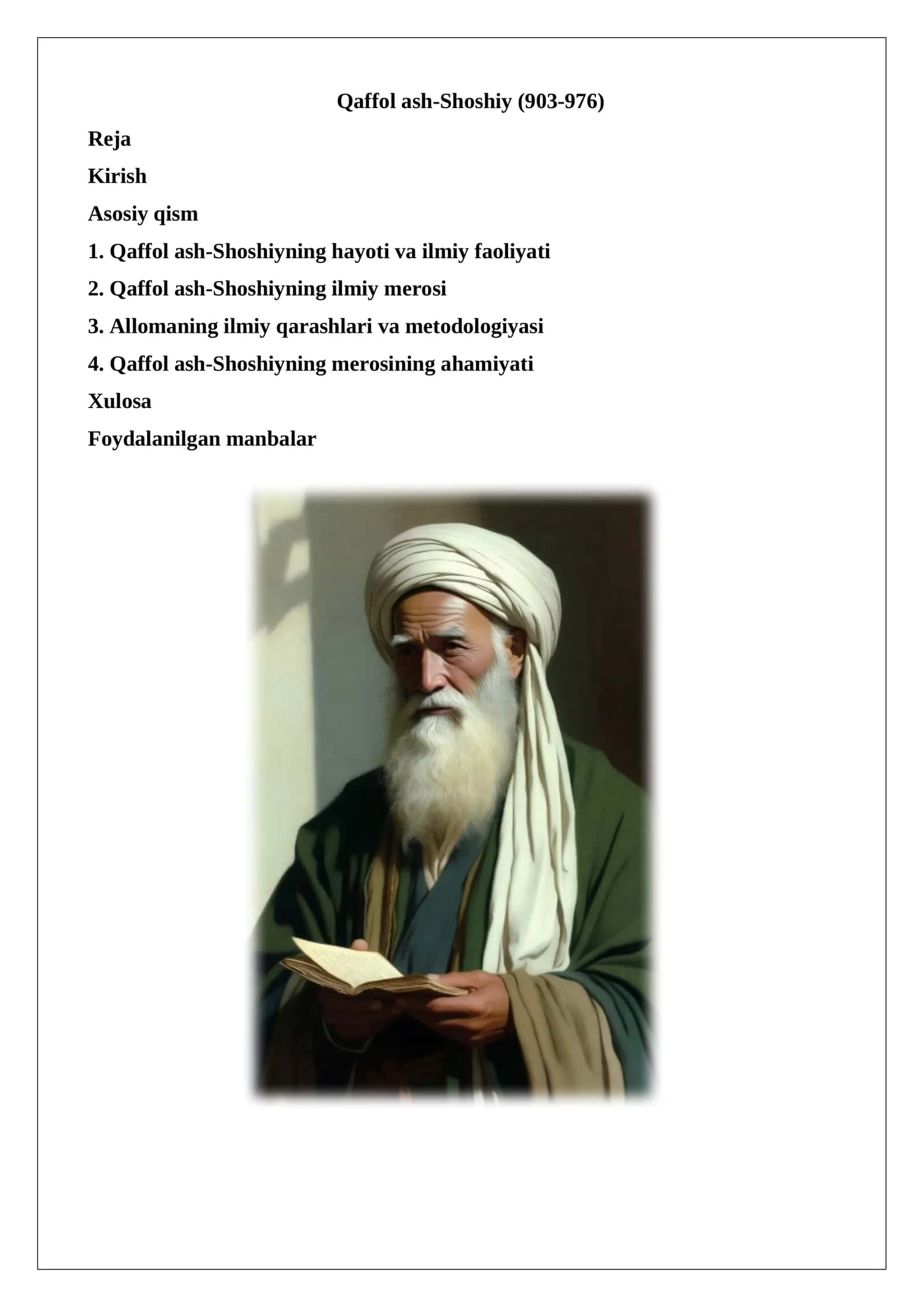 Qaffol ash-Shoshiy (903-976) 1