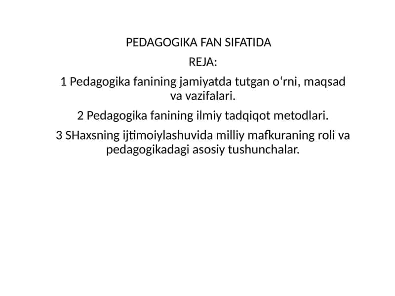 Pedagogika Fan Sifatida 1