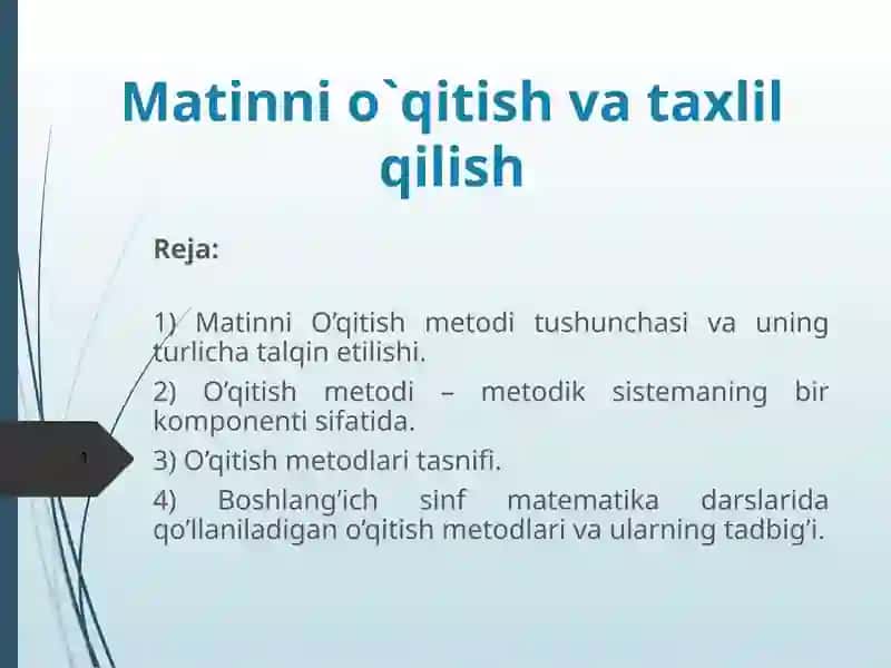 Matinni o`qitish va taxlil qilish