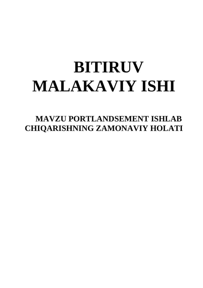PORTLANDSEMENT ISHLAB CHIQARISHNING ZAMONAVIY HOLATI 1