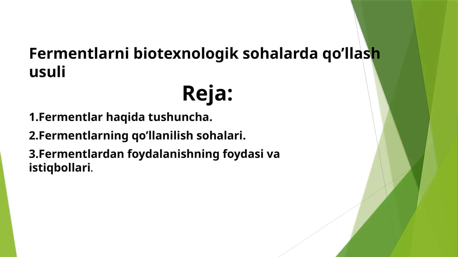 Fermentlarni biotexnologik sohalarda qo’llash usuli 1