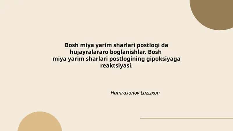 Bosh Miya Yarim Sharlari Postlogi 1