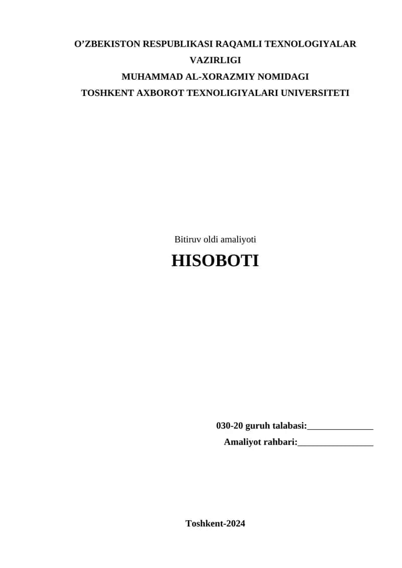 Bitiruv oldi amaliyoti 1