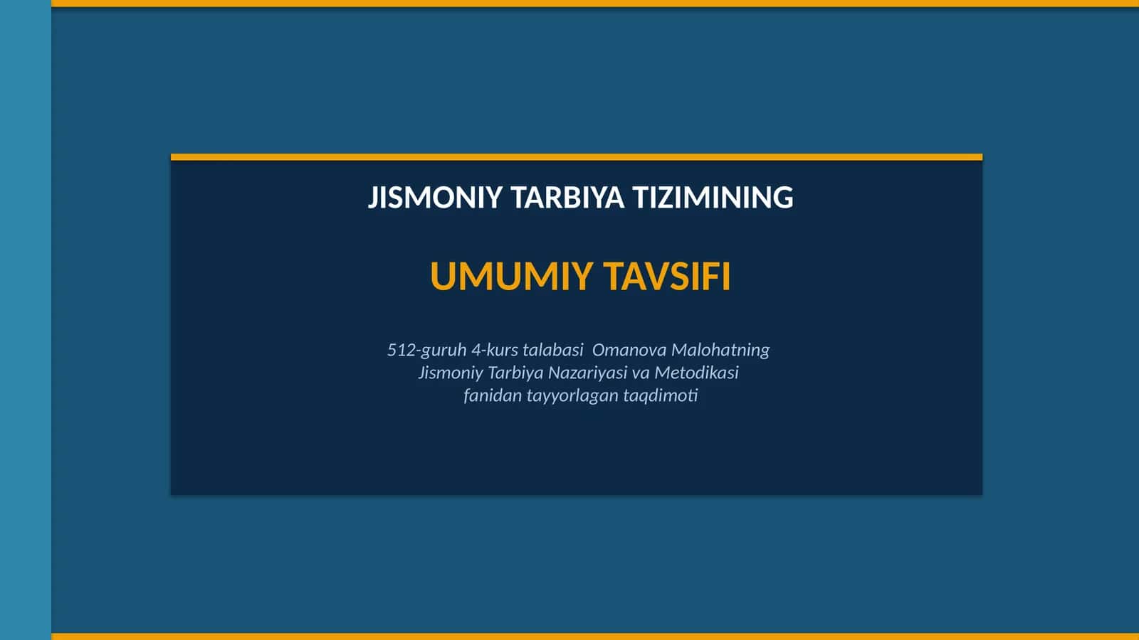 Jismoniy Tarbiya Tizimi 1