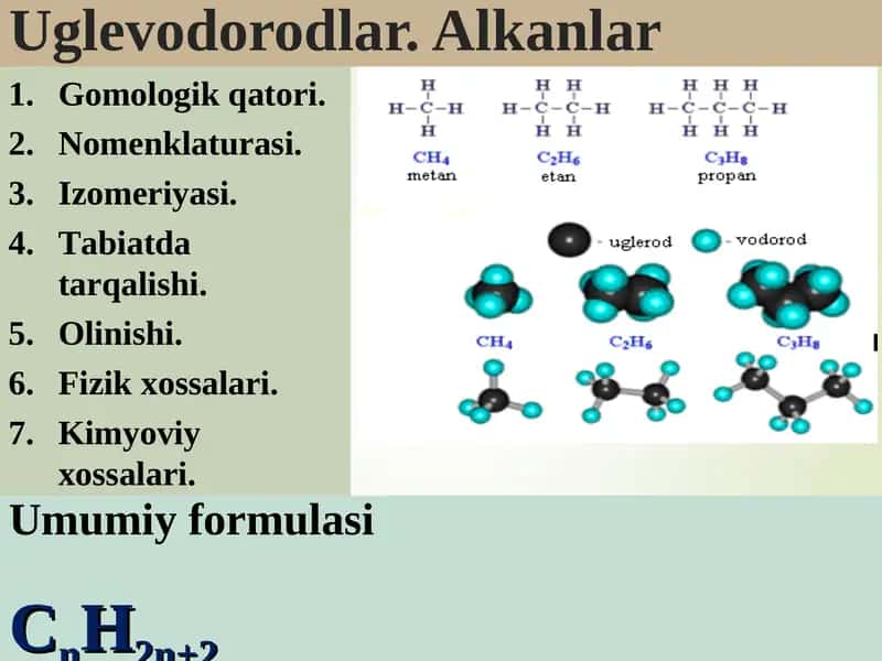 Uglevodorodlar. Alkanlar 1