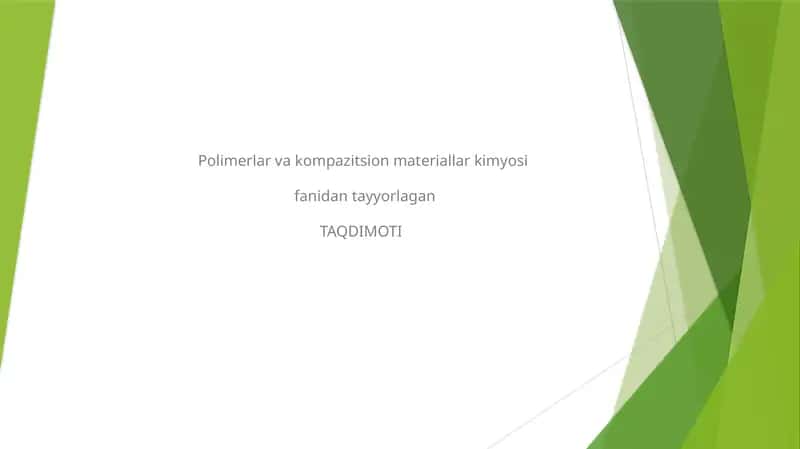 Polimer kompozitsion materiallar kelajagi-yangi istiqbolli qo’llash sohalari 1