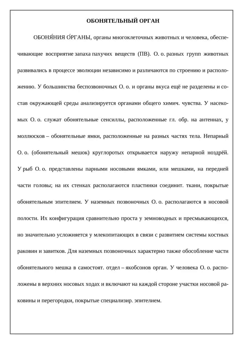 ОБОНЯТЕЛЬНЫЙ ОРГАН 1