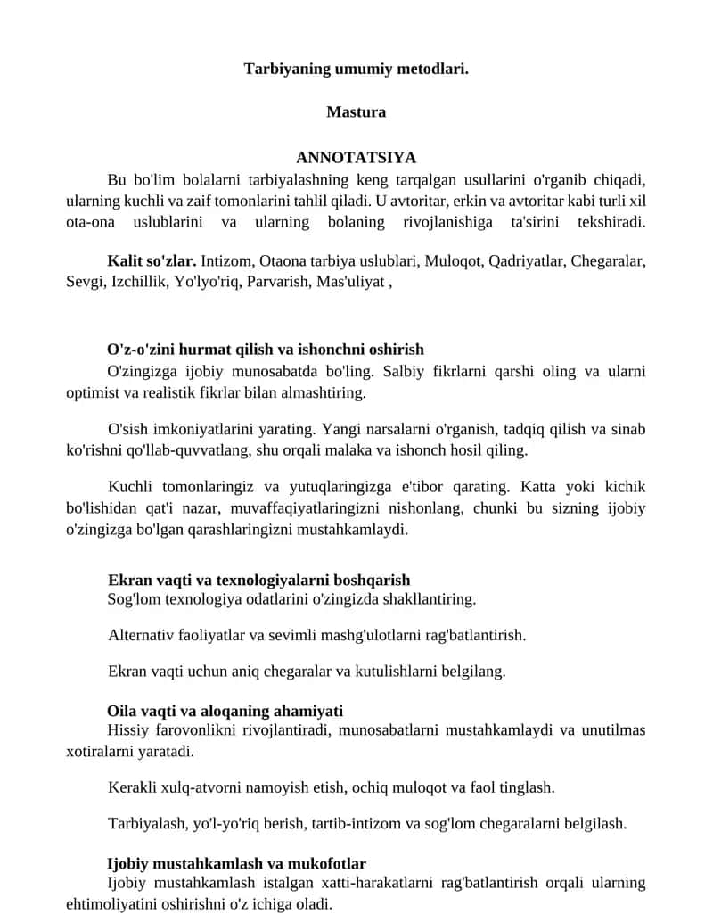 Tarbiyaning umumiy metodlari 1