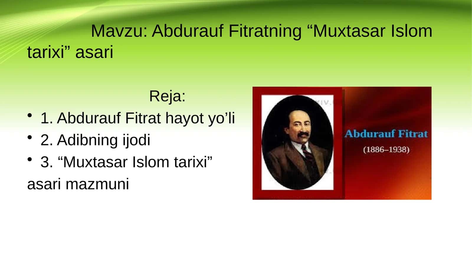 Abdurauf Fitratning “Muxtasar Islom tarixi” asari 1