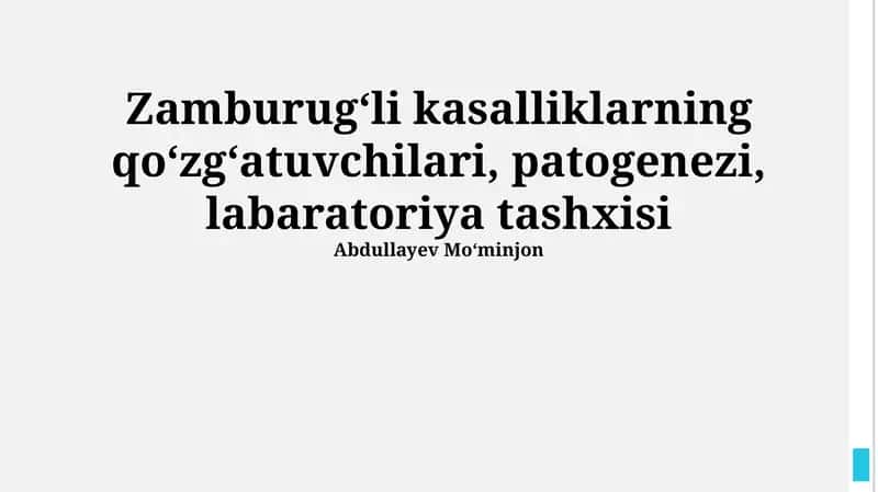 Zambarli kasalliklarning qo'zg'atuvchilari 1