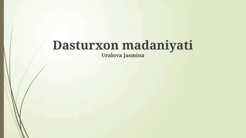Dasturxon madaniyati 1
