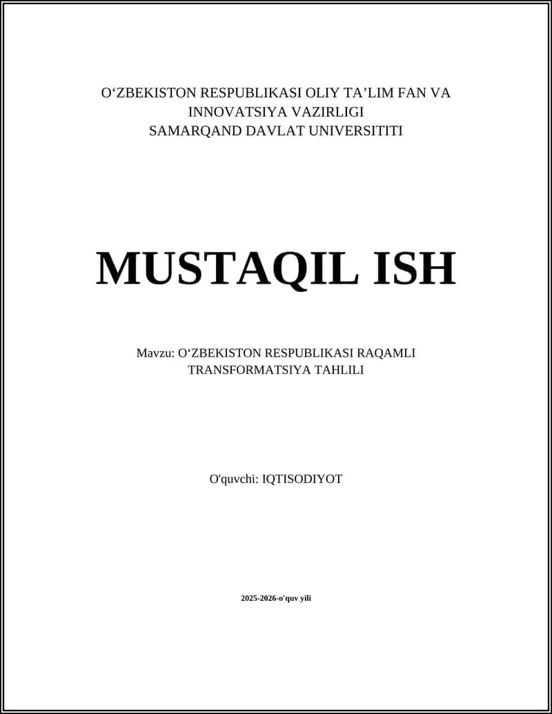O‘ZBEKISTON RESPUBLIKASI RAQAMLI TRANSFORMATSIYA TAHLILI 1
