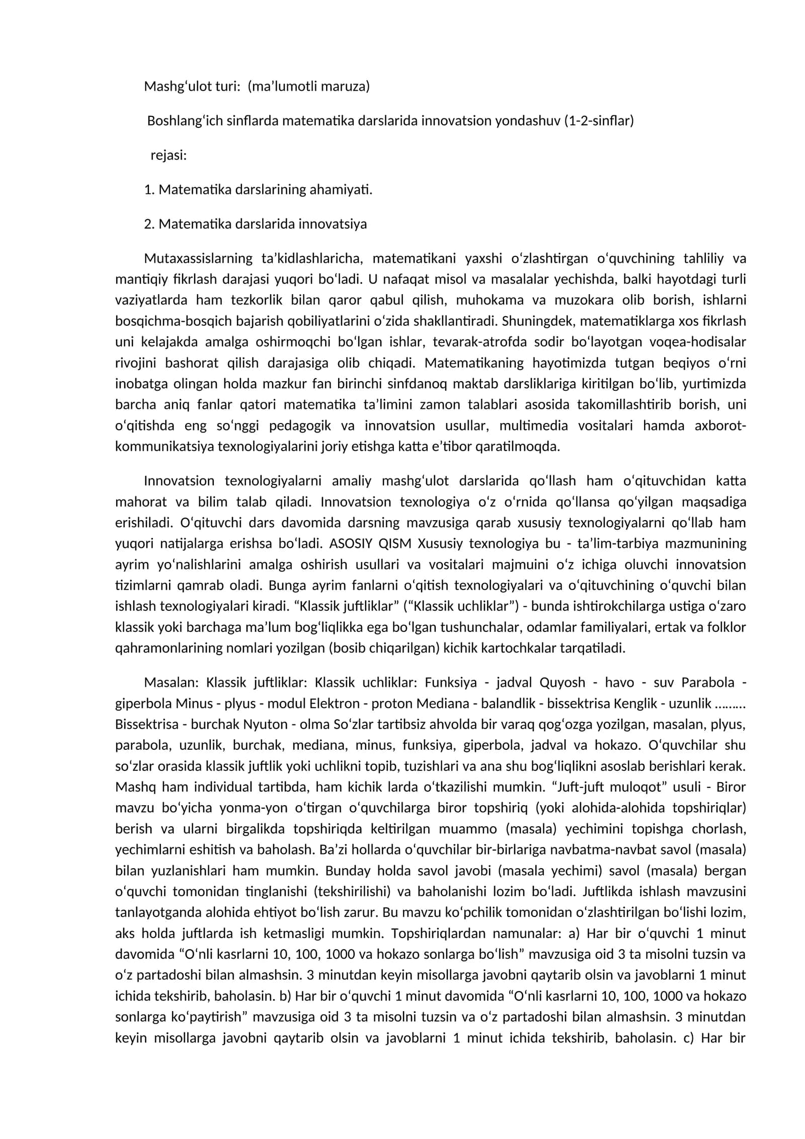 Boshlang‘ich sinflarda matematika darslarida innovatsion yondashuv (1-2-sinflar) 1