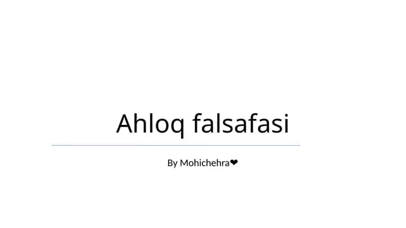 Axloq falsafasi 1