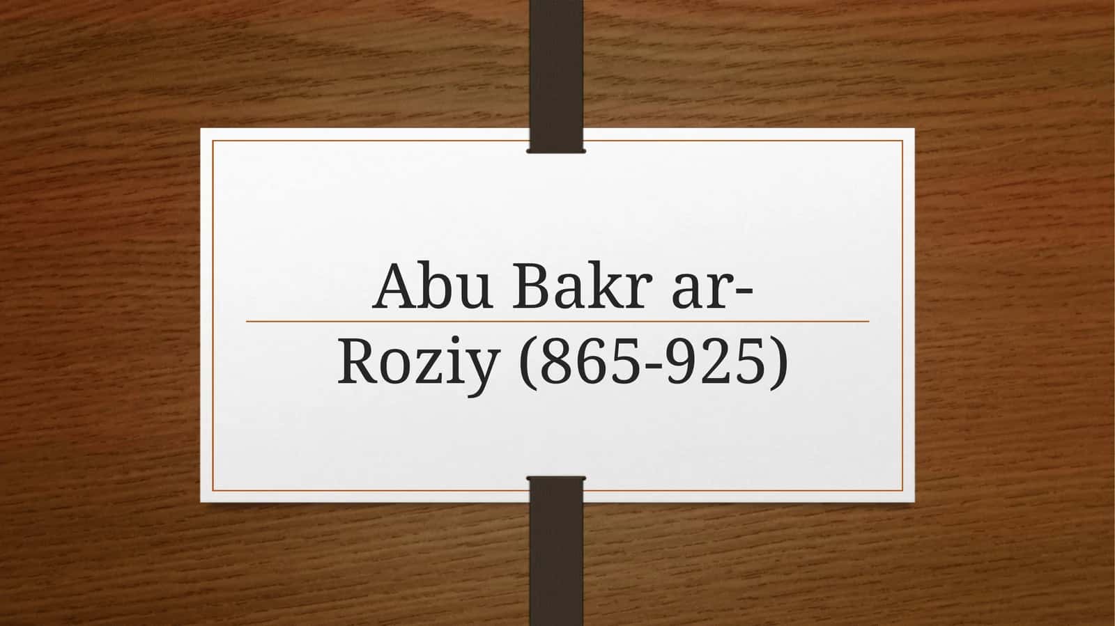 Abu Bakrar-Roziy 1