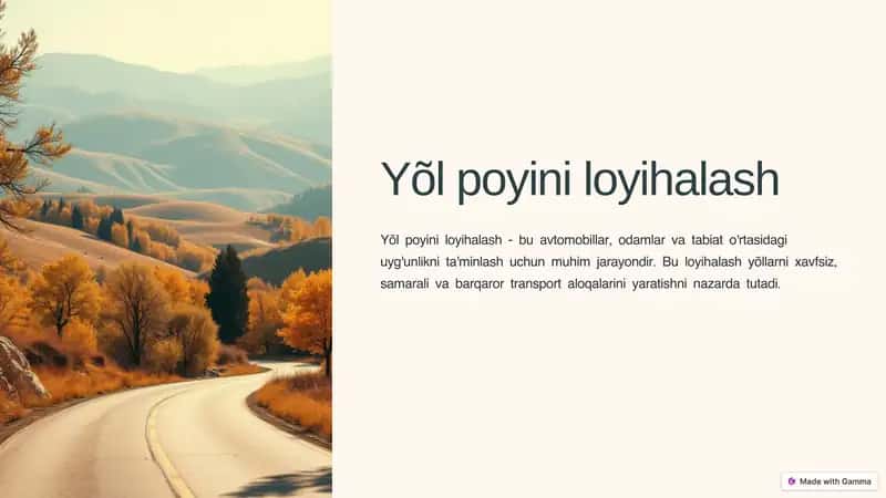 Yõl poyini loyihalash 1