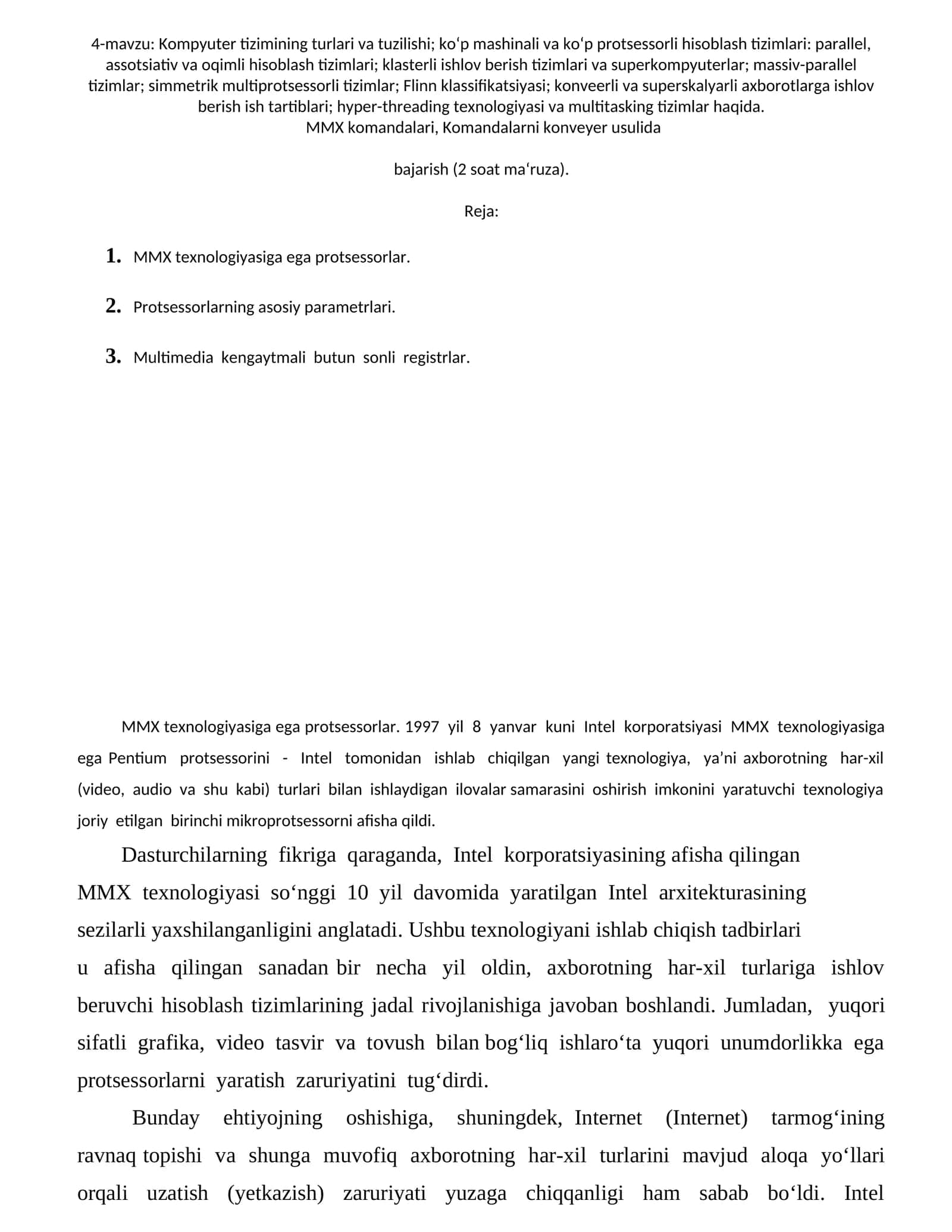 Kompyuter tizimlari turlari va tuzilishi 1