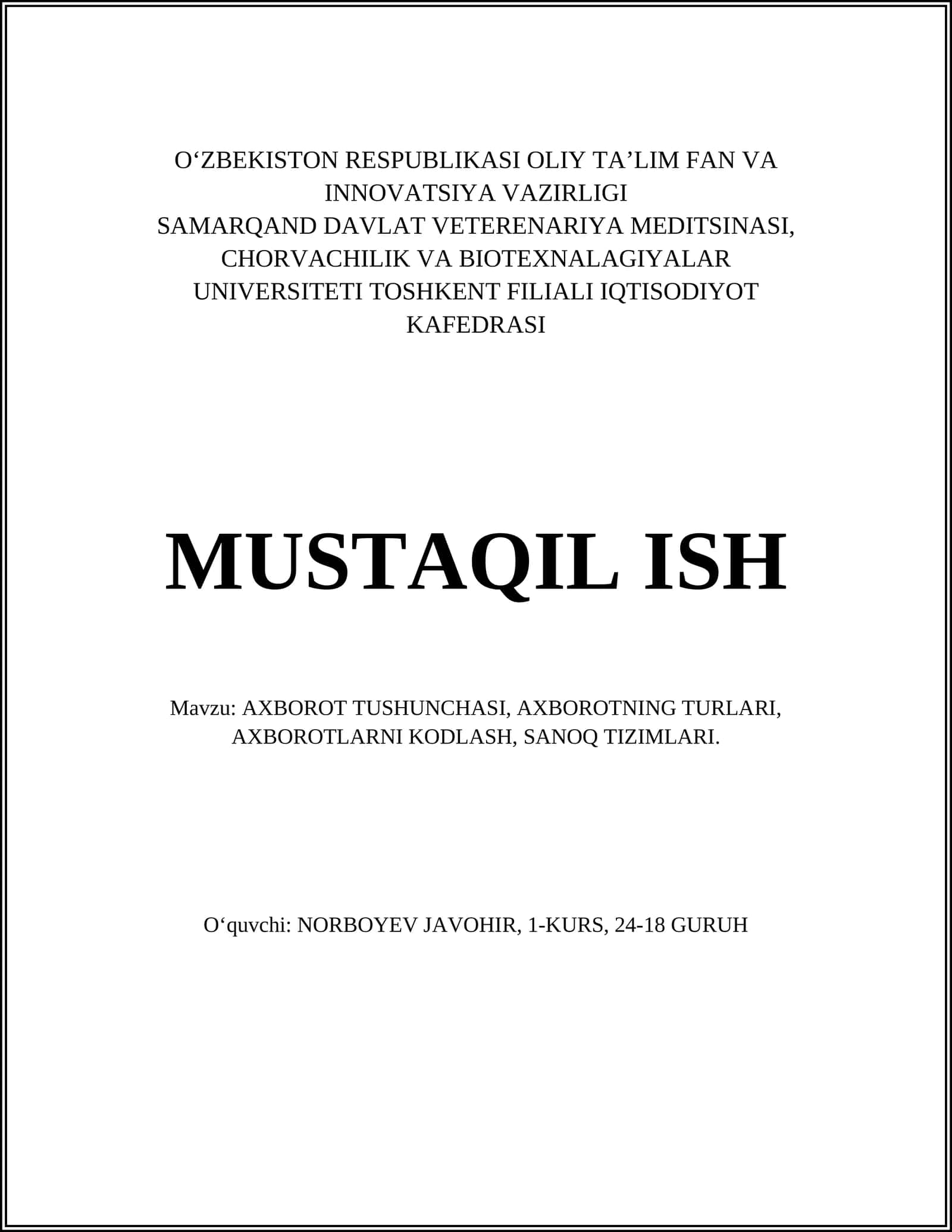 AXBOROT TUSHUNCHASI 1