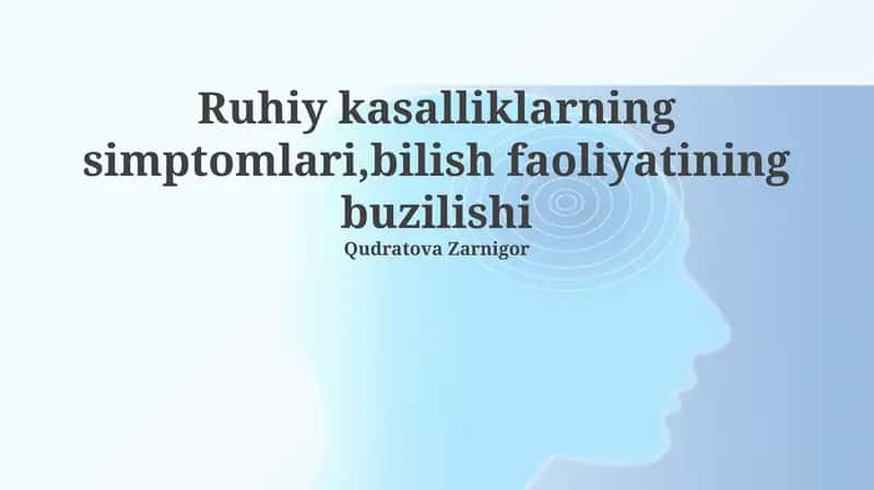 Ruhiy kasalliklar davolash 1