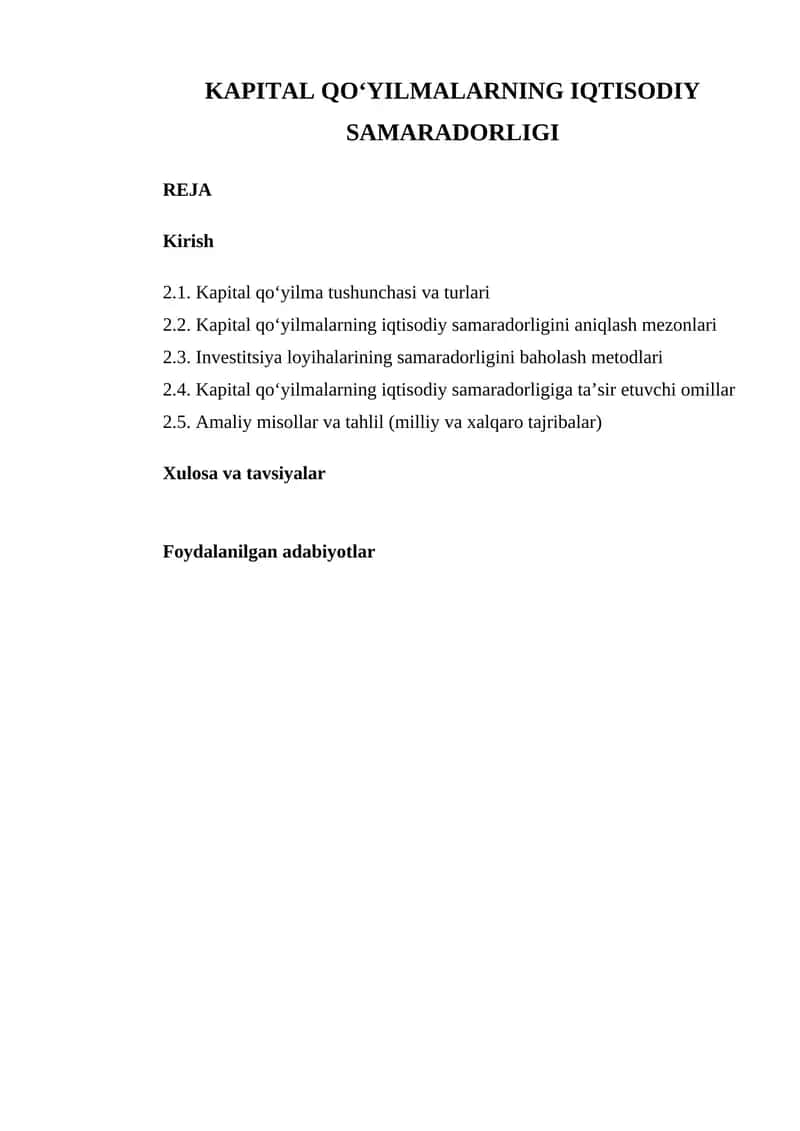 Kapital Qo‘yilmalar Haqida 1