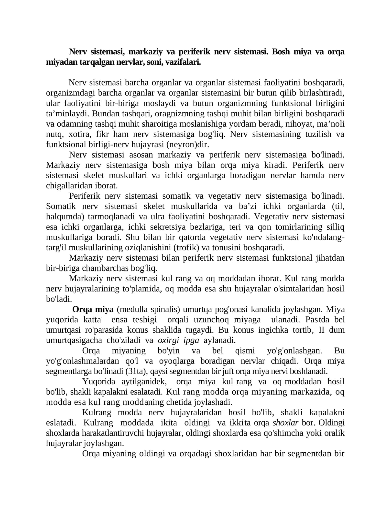 Nerv sistemasi 1