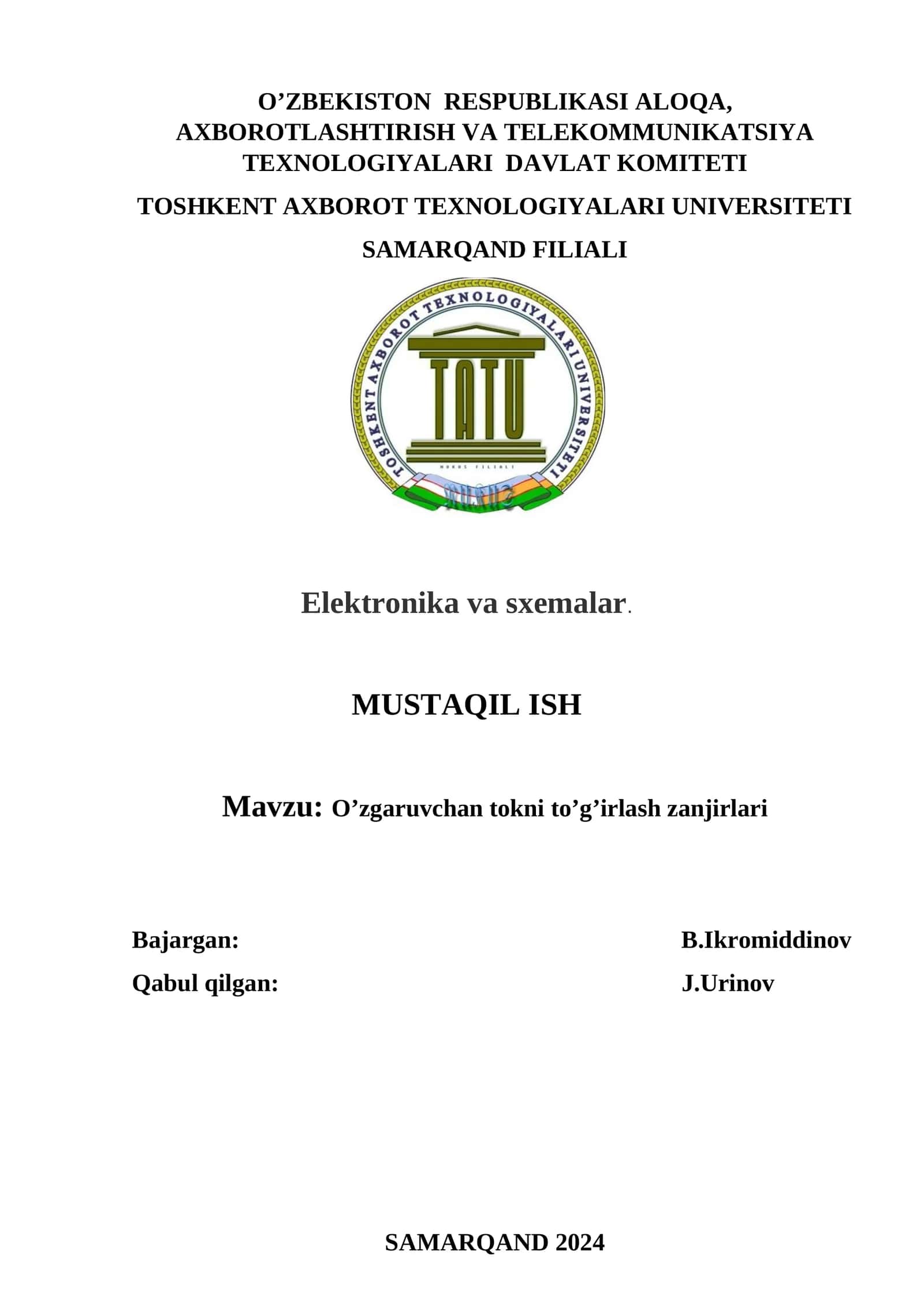 O’zgaruvchan tokni to’g’irlash zanjirlari 1